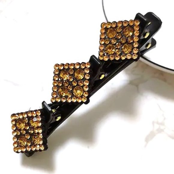 CRYSTAL BRAID HAIR CLIP in Champagne - Picture 1 of 2